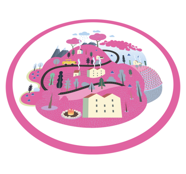 Barevná vesnická scéna Vinylový koberec na silnici - TenStickers