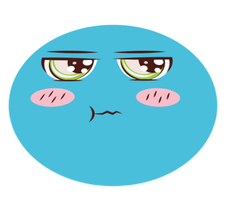 Modrý kreslený obličej se zelenýma očima koberec do ložnice - TenStickers