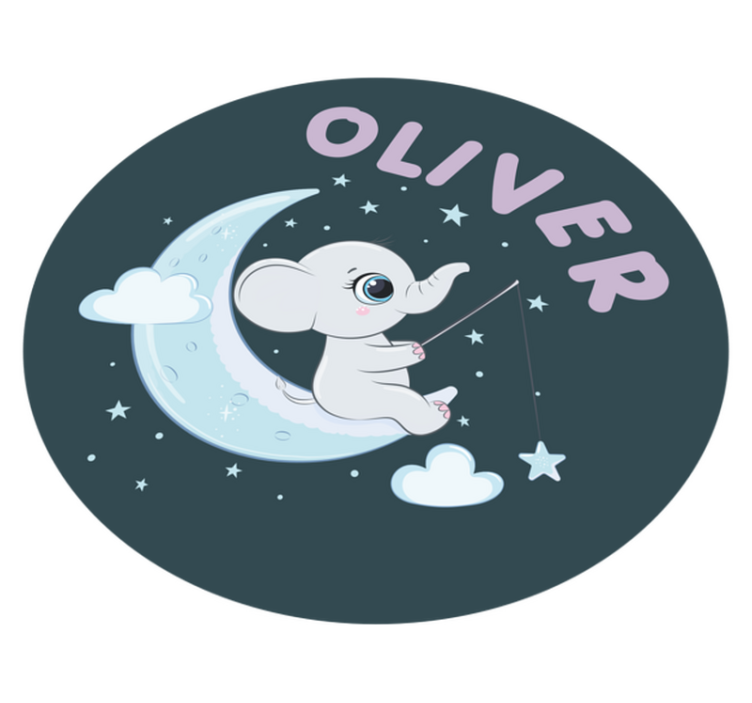 Slon na měsíci se jménem Vinylový koberec do školky - TenStickers