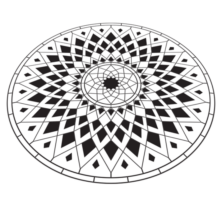 Složitý černý motiv Mandala vinylový koberec - TenStickers