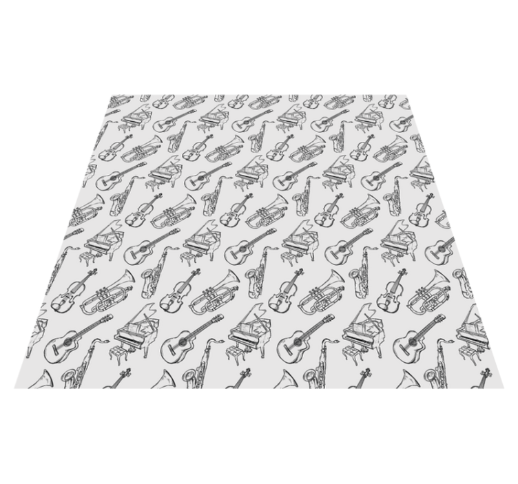 Doodle vzor hudebního čtvercového vinylového koberce - TenStickers