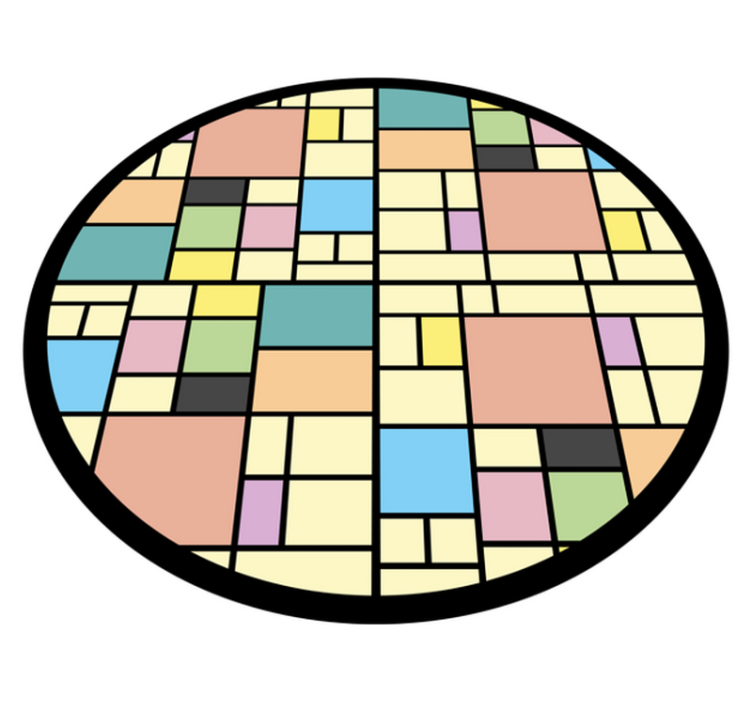 Geometrický vinylový koberec barevný blokový vzor - TenStickers