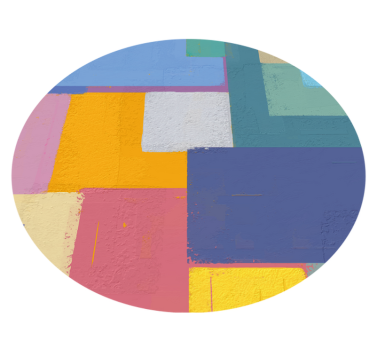 Abstraktní malba barevné čtverce kruhový koberec - TenStickers