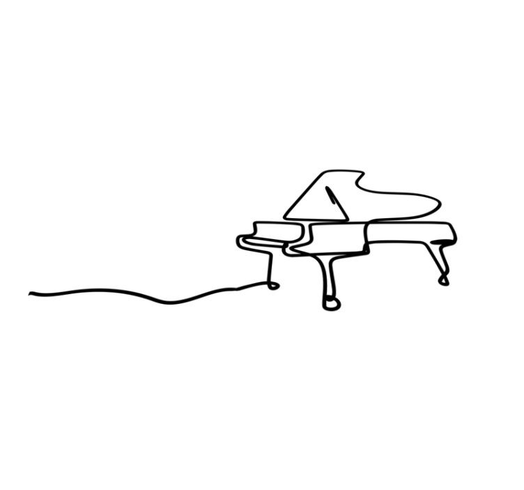 Piano line art roztomilý design moderní koberec - TenStickers