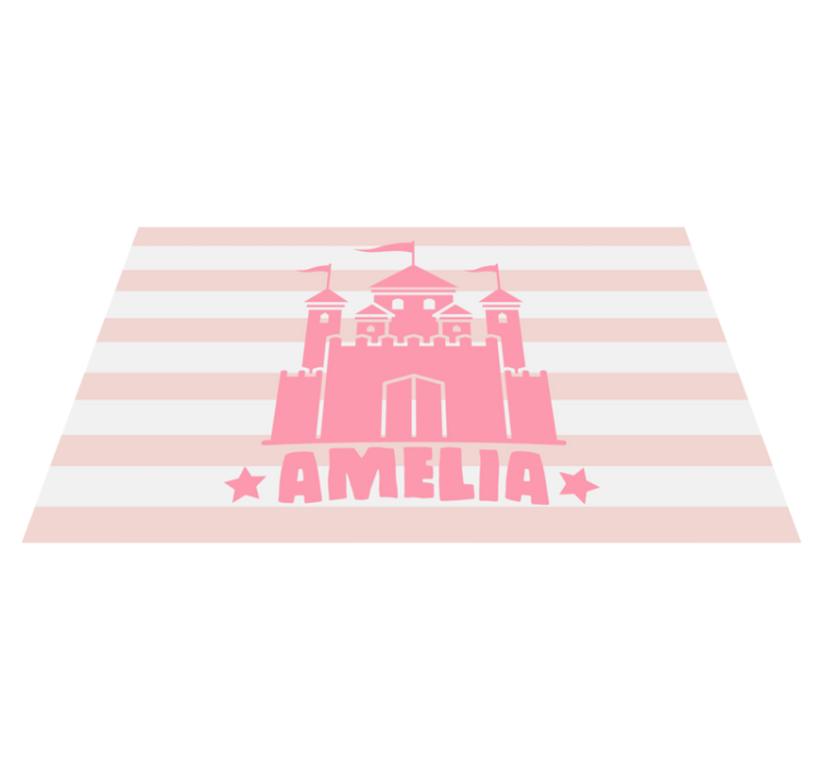 Jednobarevný hrad a jméno přizpůsobená vinylový koberec - TenStickers