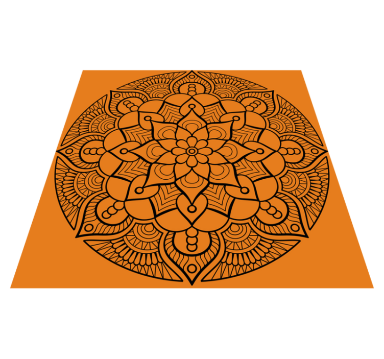 Oranžový mandalový vzor Mandala vinylový koberec - TenStickers