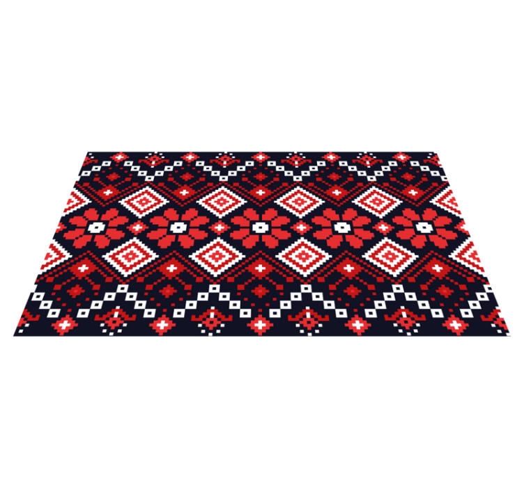 Etnický koberec s bílým a červeným geometrickým vzorem - TenStickers