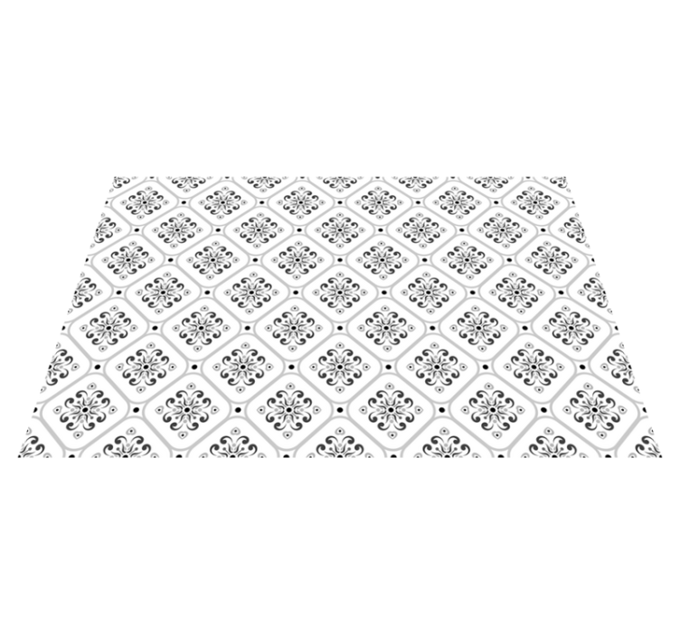 Elegantní černá a bílá Vinylový koberec s efektem dlaždic - TenStickers