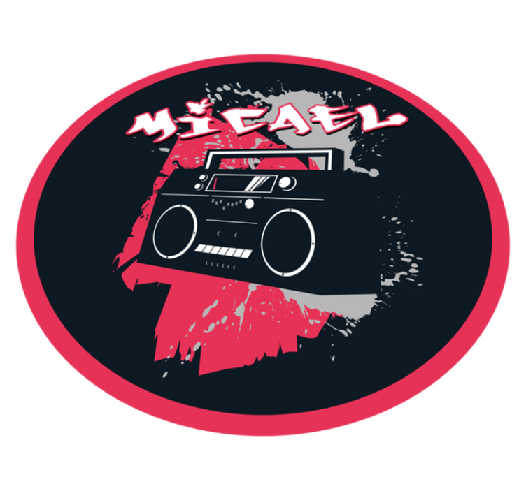 Téma retro boomboxu Vinylový koberec se jmény - TenStickers