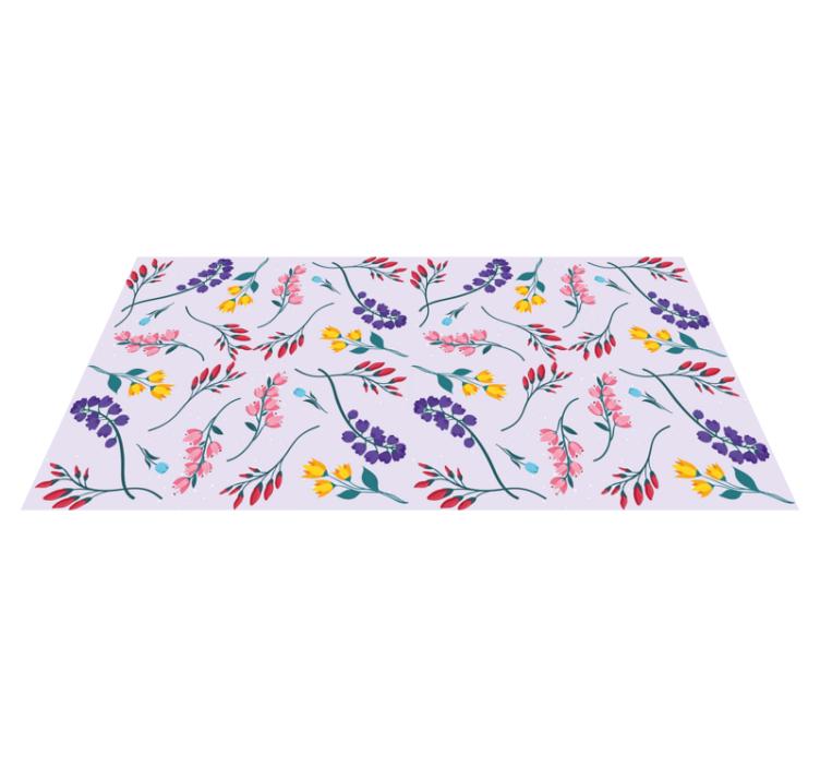 Jemný fialový vzor Vinylový koberec s květinami a rostlinami - TenStickers