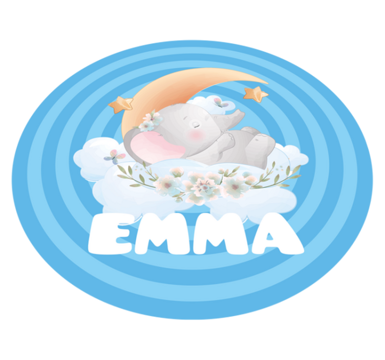 Roztomilý slon se jménem dětské vinylový koberec na hraní - TenStickers