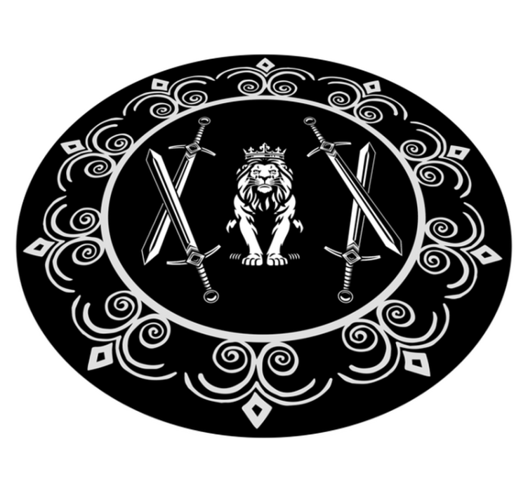 Majestátní lev symbol Kulatý vinylový koberec - TenStickers