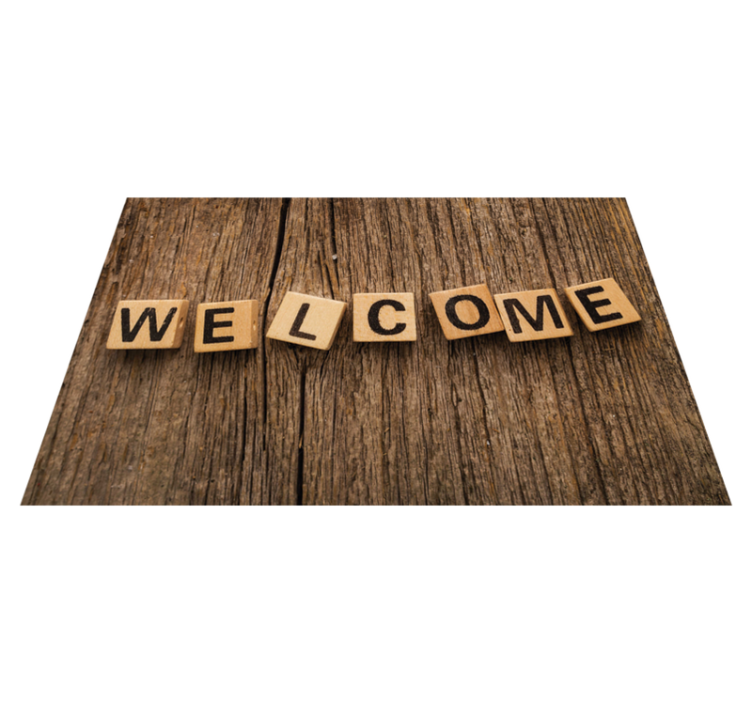 Dřevěná abeceda vítána Vinylový koberec s frázemi - TenStickers