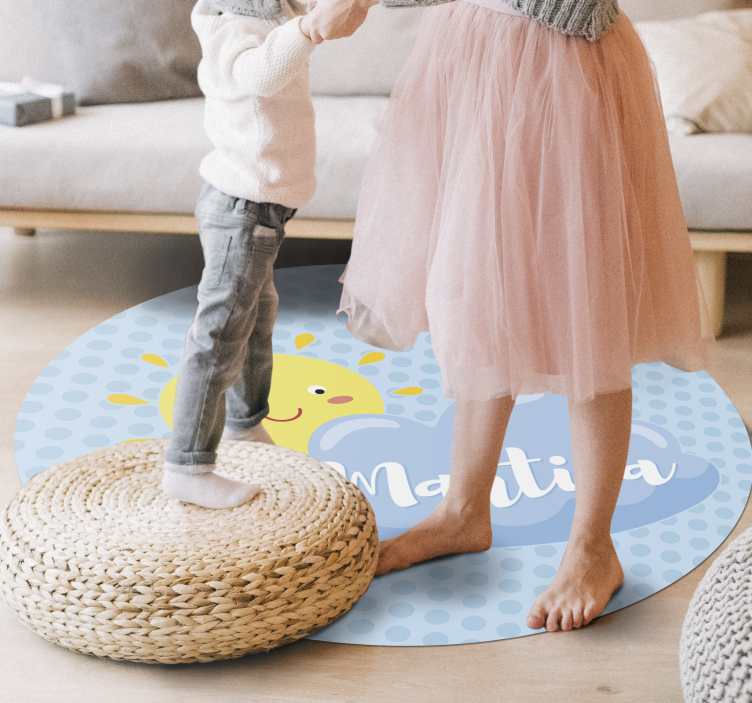 Slunce a mraky s názvem přizpůsobené vinylový koberec - TenStickers