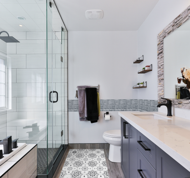 Vinylový koberec ze šedé dlaždice pantone - TenStickers