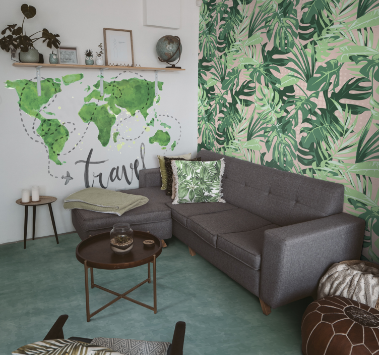 Tlumený modrozelený odstín Mramorový vinylový koberec - TenStickers