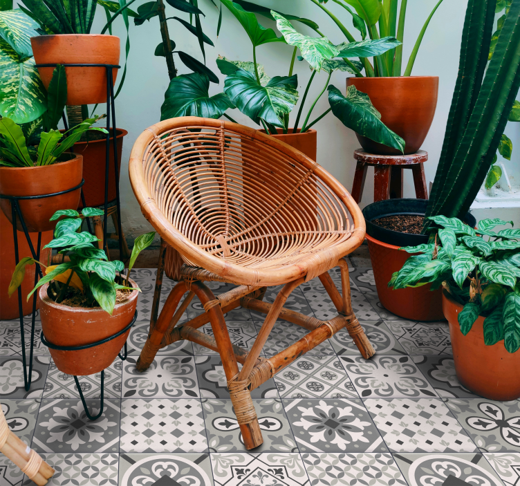 Hidraulic dlaždice efekt šedé barvy dlaždice koberec - TenStickers