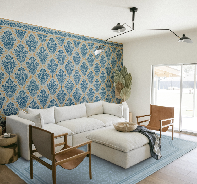 Jemně modré baroko Vinylový koberec v jídelně - TenStickers