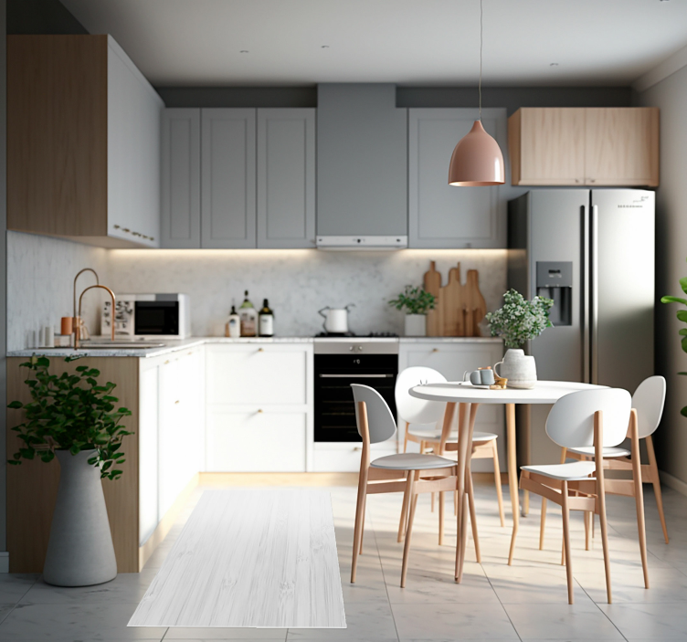 Bílý dřevěný kuchyňský vinylový koberec - TenStickers