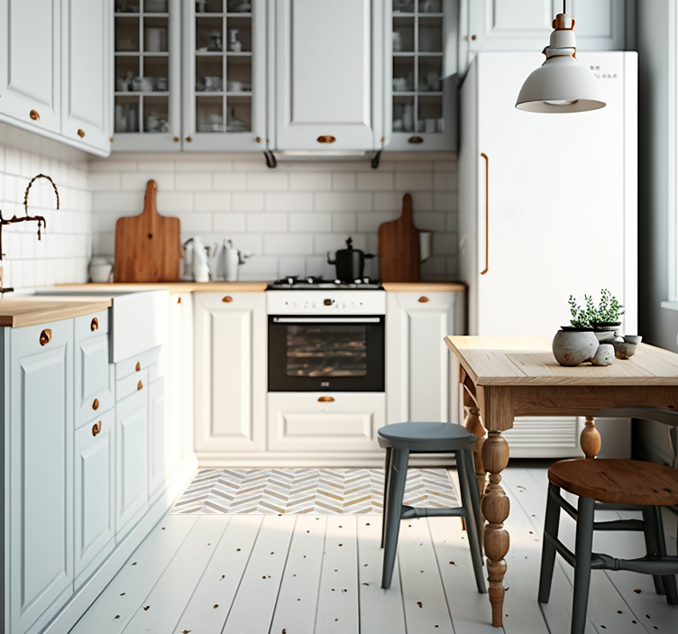 Bílé vinylový koberecné mramorové kuchyňské kamenné podlahové dla - TenStickers