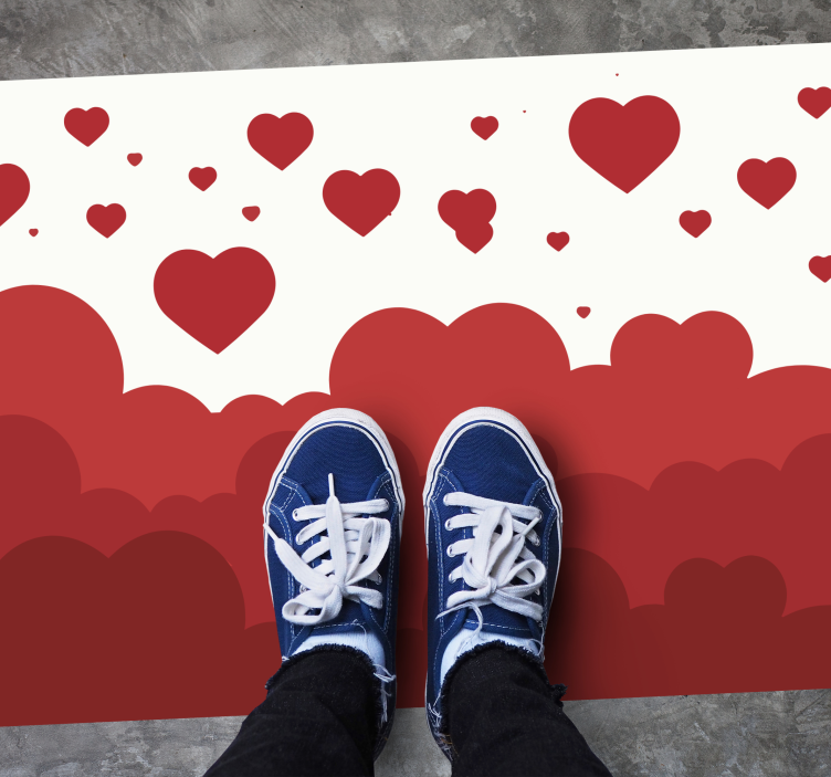 Vzor srdíček Vinylový koberec do ložnice - TenStickers