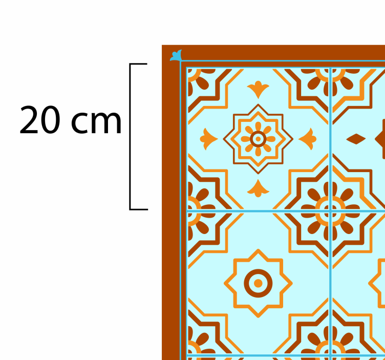 Vinylový koberec z oranžové a modré mozaikové dlaždice - TenStickers