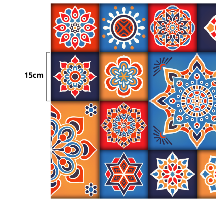 Barevné květinové dlaždice kuchyňské podlahové dlaždice - TenStickers