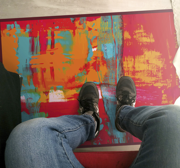 Abstraktní malířské tahy Geometrický vinylový koberec - TenStickers