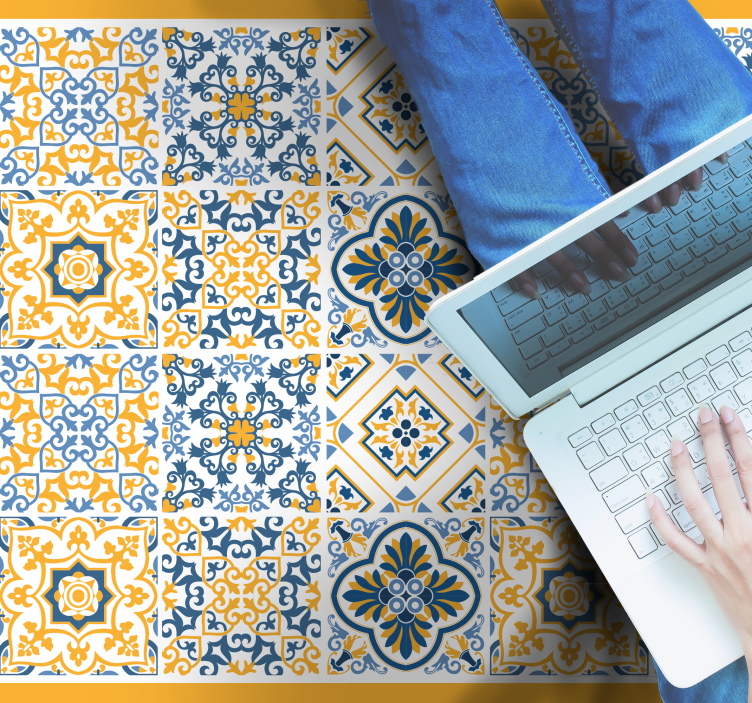 Barevné koupelnové podlahy s jižním vzorem - TenStickers