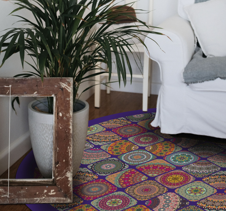 Barevné kruhové vzory Mandala vinylový koberec - TenStickers