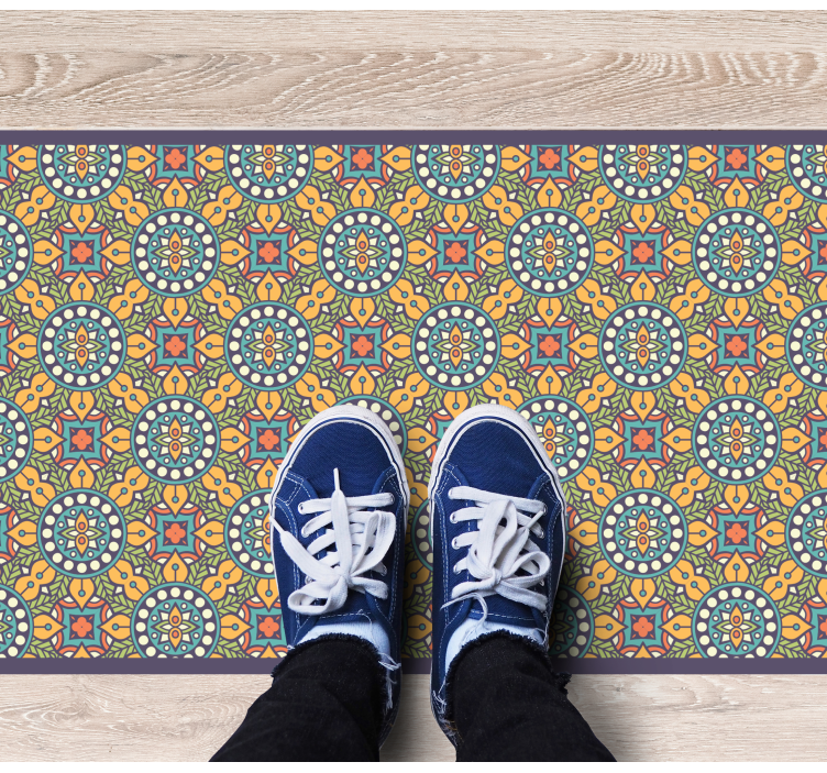 Barevné žluté složení Mozaikový vinylový koberec - TenStickers