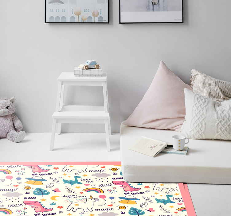 Barevné téma dinosaurů Vinylový koberec pro děti - TenStickers