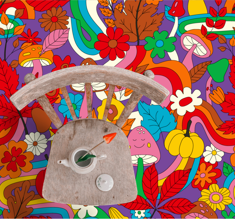 Vinylový koberec s květinami a rostlinami v pestrém designu - TenStickers