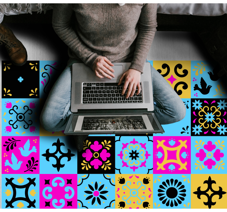 Barevný vzor mozaika Mozaikový vinylový koberec - TenStickers