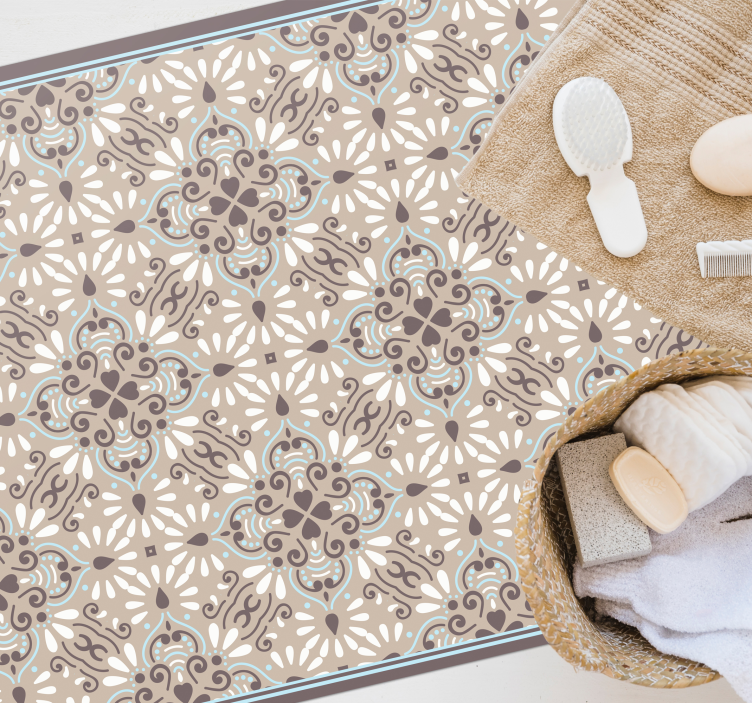 Béžový bílý mozaikový vinylový koberec - TenStickers