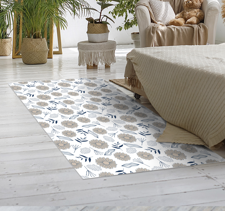 Nádherný koberec z béžové sedmikrásky z ložnice - TenStickers