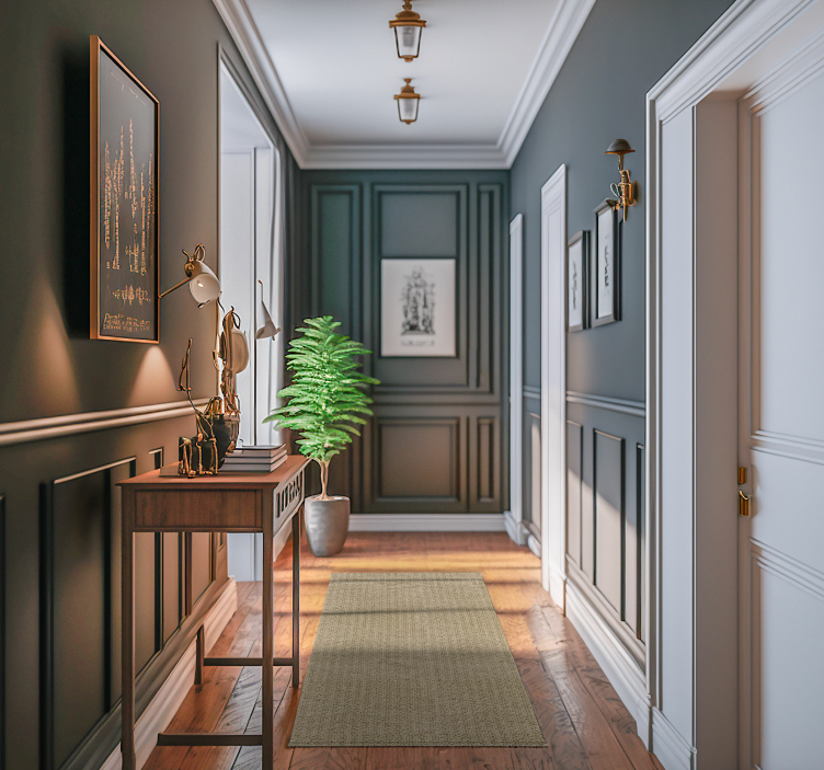 Béžový jednobarevný látkový moderní předsíňový koberec - TenStickers