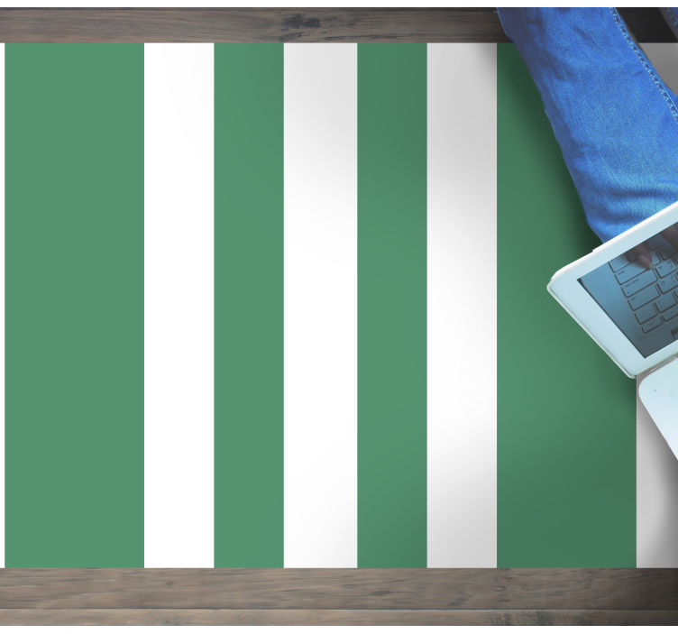 Bílý a pistáciově zelené pruhy vinylový koberec - TenStickers