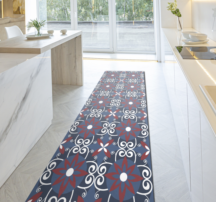 Botanický spirálový prvek Vinylový koberec s efektem dlaždic - TenStickers