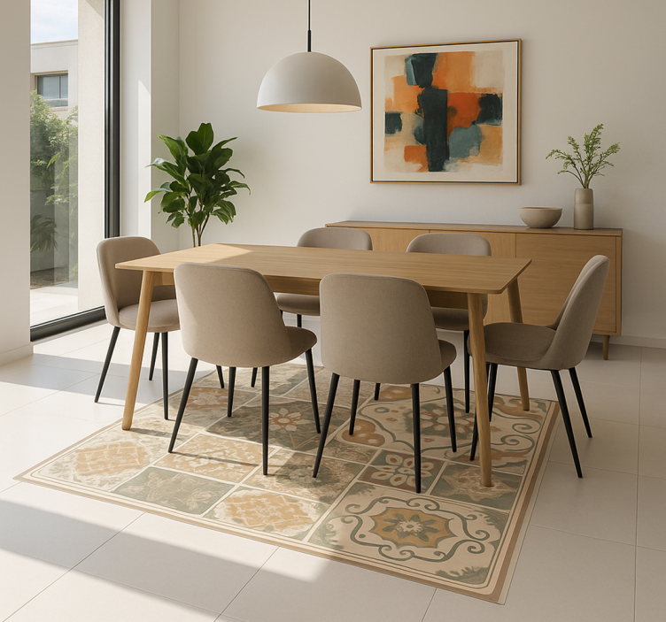 Cementové dlaždice různých velikostí Vinylový koberec obývací pok - TenStickers