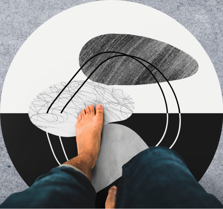 černobílý kámen abstrakce moderní koberec - TenStickers