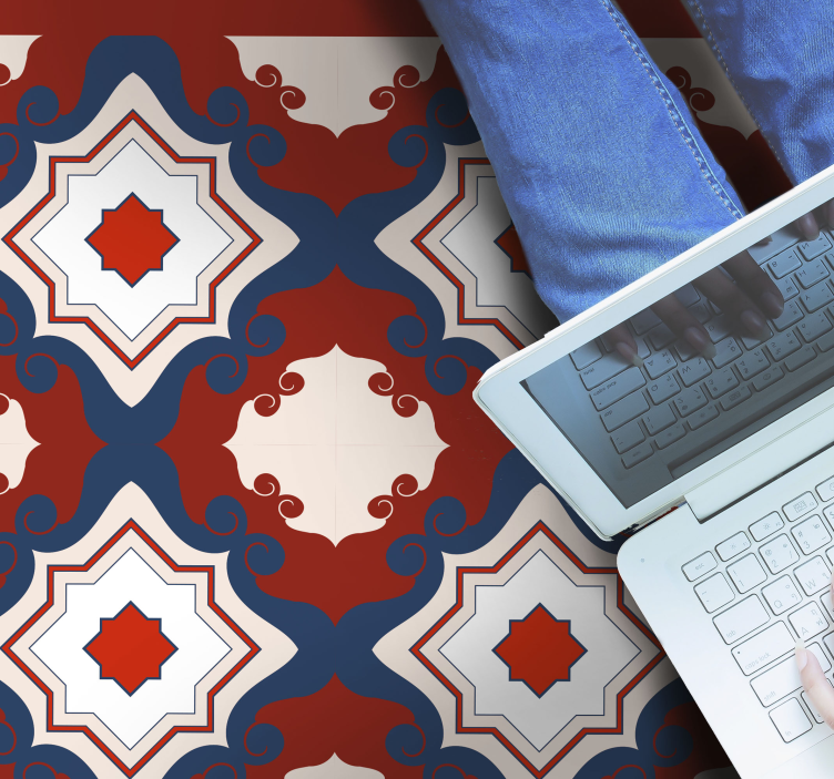 červené vintage dlaždice mozaikové podlahové dlaždice - TenStickers