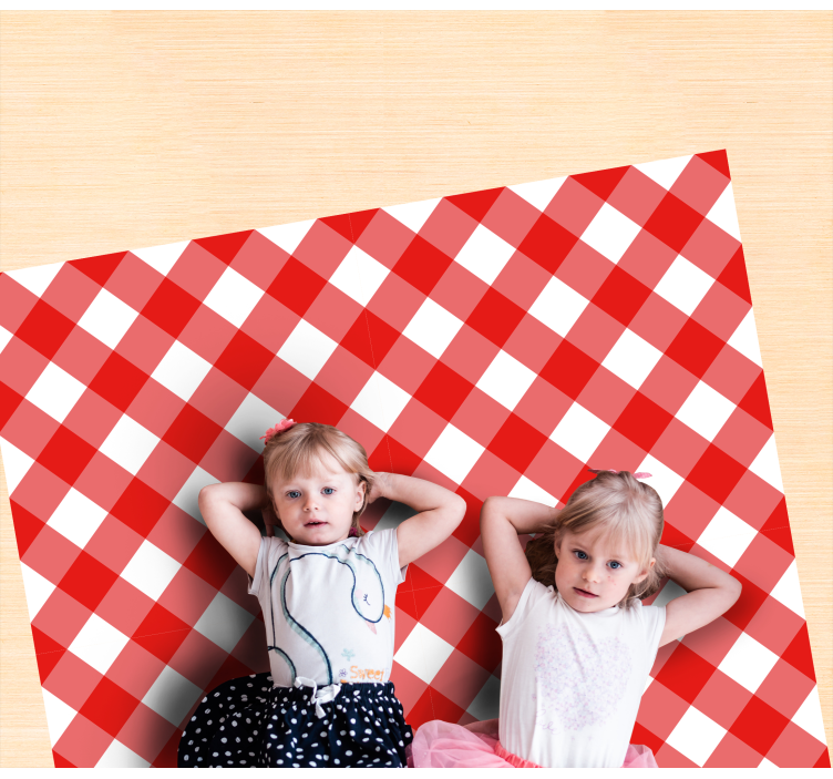 červený a bílý vzorovaný čtvercový vinylový koberec - TenStickers