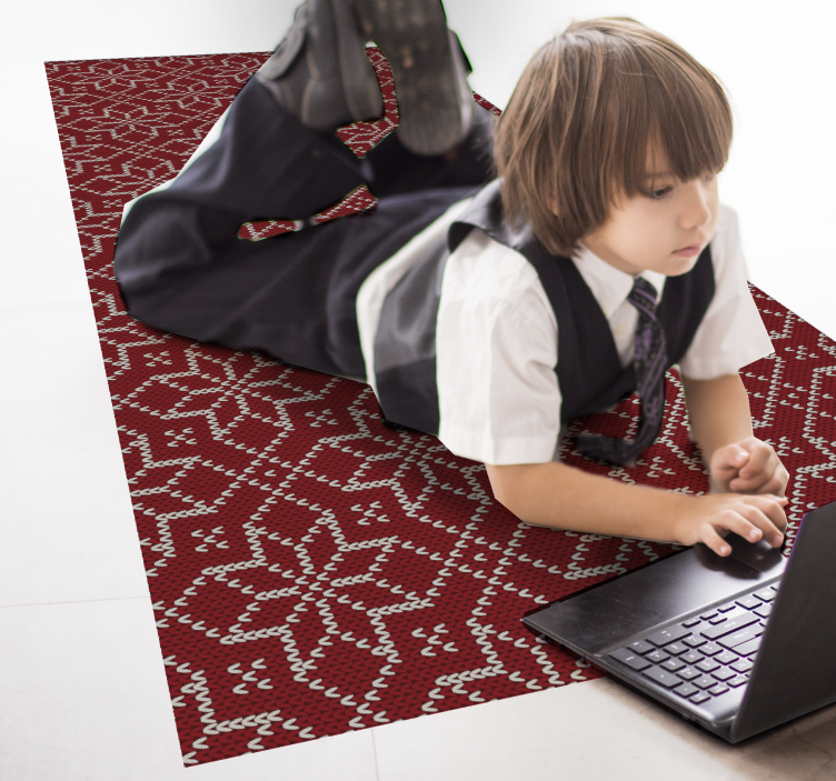 červený ornamentální vzor Vinylový koberec do školky - TenStickers