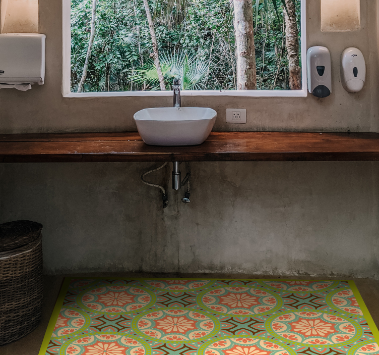 čtvercové perské zelené mozaikové podlahové dlaždice - TenStickers