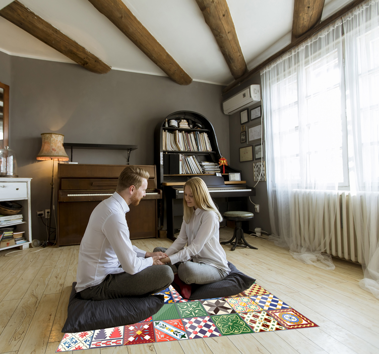 Originální čtvercový barevný vinyl koberec - TenStickers