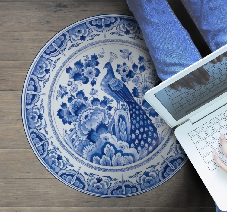 Delftware páv dlaždice koberec - TenStickers