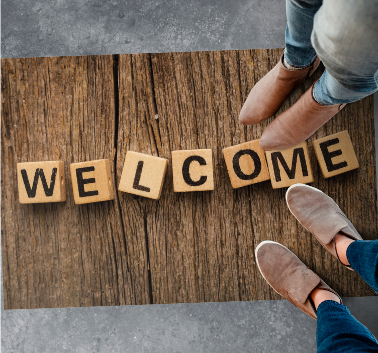 Dřevěná abeceda vítána Vinylový koberec s frázemi - TenStickers