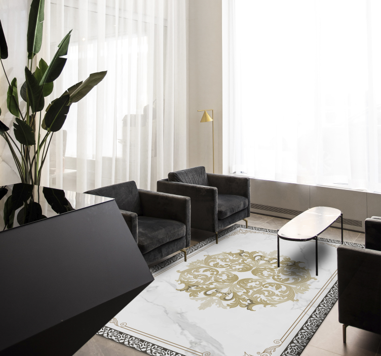 Elegantní zlatý rozkvět Mramorový vinylový koberec - TenStickers