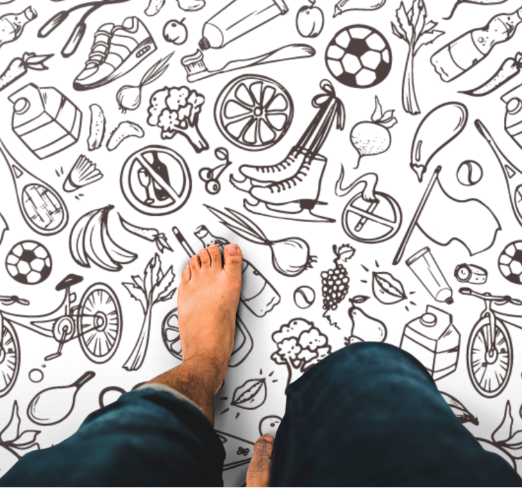 Fitness a sport symbol čmáranice moderní koberec - TenStickers